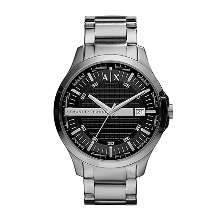Armani Exchange Hampton Analog Black Dial Silver Band Men's Stainless Steel Watch
