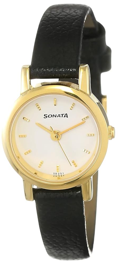 Sonata Quartz Analog White Dial Leather Strap Watch for Women
