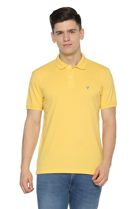 Allen Solly Men Polo T-Shirt Regular Fit Polo(AMKP317G04241_Spinus Yellow_L)