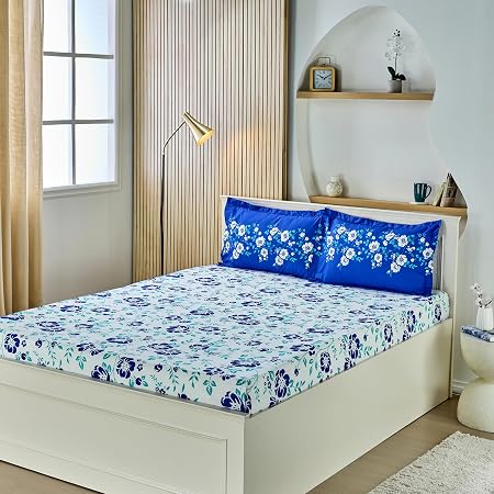 Amazon Brand - Solimo Jasmine Zest 144Tc 100% Cotton Double Bedsheet