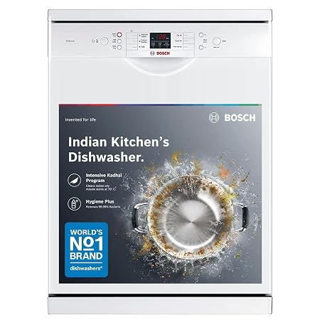 Bosch 13 Place Setting Free-Standing Dishwasher SMS66GW01I, White, Inbuilt Heater