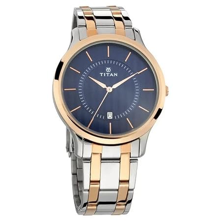 Titan Karishma Quartz Analog Blue Dial, Two-Toned Silver & Rose Gold Strap