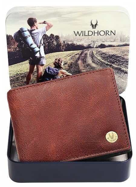 WildHorn Brown Leather Wallet for Men, 6 Card Slots
