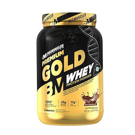 Bigmuscles Nutrition Premium Gold Whey, 1kg, Informed Choice UK Certified
