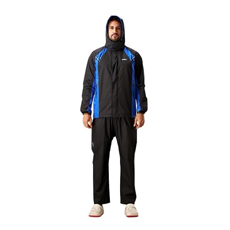 ZEEL Rain Coat for Men Waterproof for Bike Riders with Adjustable Hood Along with Inner Pockets,Waterproof Raincoat with