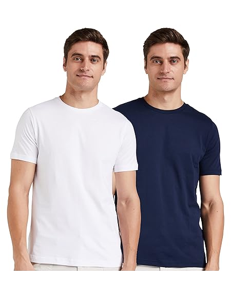 Amazon Brand - Symbol Men Cotton Solid Regular Fit T-Shirt (Pack of 2)