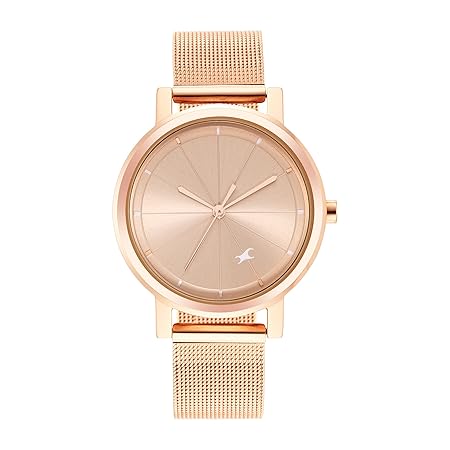 Fastrack Fleek Quartz Analog Rose Gold Dial Metal Strap Watch for Women