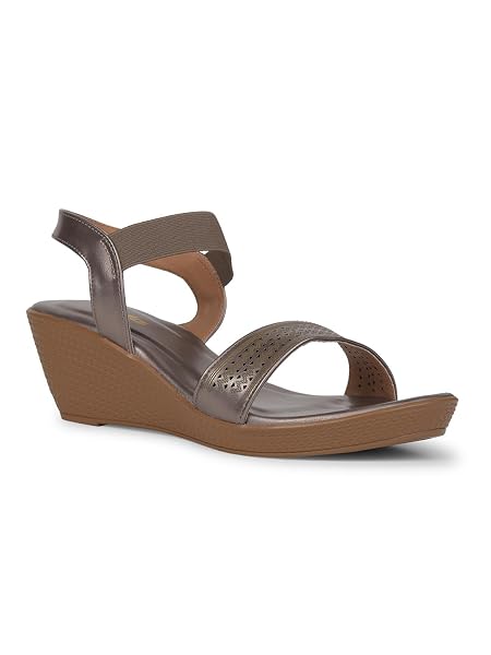 Bata Women Casual Wedge Heel Sandals, Grey