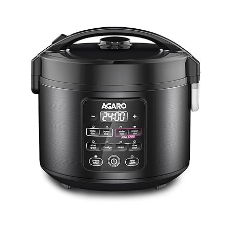 AGARO Regal Electric Rice Cooker, 3 Litres Ceramic Inner Bowl, 750gms (approx. 5 cups) raw rice, SS Steamer, Preset Cook