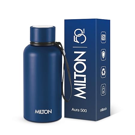 Milton Aura 500 Thermosteel Water Bottle 500 ml, 24 Hr Hot and Cold