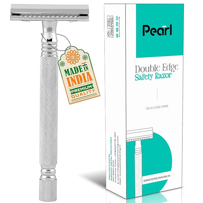 Pearl Shaving Double Edge Safety Razor, Brass Metal