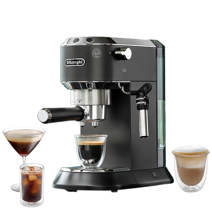 De’Longhi Dedica Style Espresso Machine with Milk Frother, 15-Bar Pressure, Original Italian Barista Style Coffee Maker 