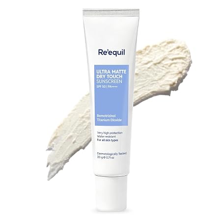 RE'EQUIL Ultra Matte Dry Touch Sunscreen Gel, SPF 50 PA++++, Water Resistant