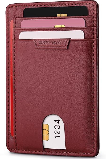 Buffway Slim Wallet for Men or Women, Minimalist Leather, RFID Blocking