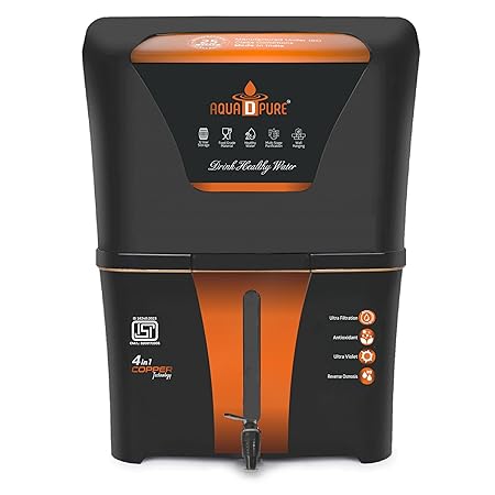 AQUA D PURE 4 in 1 Copper RO Water Purifier with 10 Stage Purification, UV, UF, TDS Adjuster and 12 Litre Storage Tank