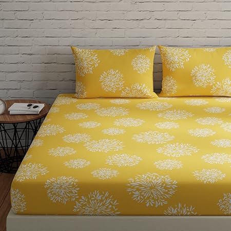Huesland by Ahmedabad Cotton, 144 TC Cotton Bedsheet for Double Bed