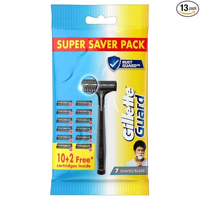 Gillette Guard Shaving Razor for Men, 1 Razor with 12 Blades