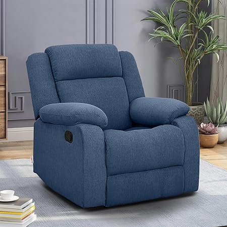 Duroflex Avalon Single Seater Premium Fabric Recliner Sofa, 3 Recline Positions