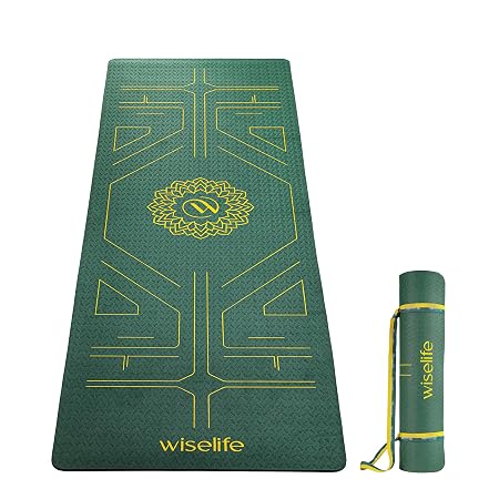 Wiselife True Alignment Yoga Mat + Sleek Yoga Strap
