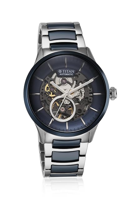Titan Ceramic Fusion Automatic Blue Dial, Silver Dual-Toned Stainless Steel