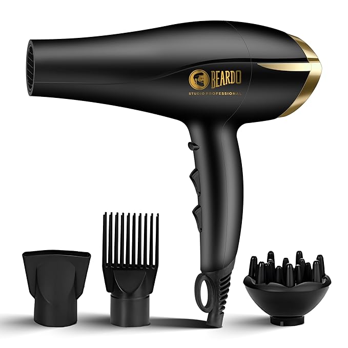 BEARDO Studio Professional Tornado Hair Dryer With 2000 Watts Power|Ac Motor, Concentrator, Diffuser, 2 Speeds, 3 Temper