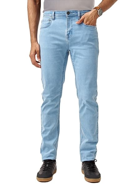 The Pant Project Slim Fit Stretchable Mid Rise Jeans for Men, Blue