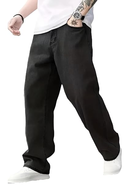 Ben Martin Black Men Jeans || Baggy Fit Jean's for Man || Loose Fit High Rise Denim || Stretchable Casual Wear Jean,s ||