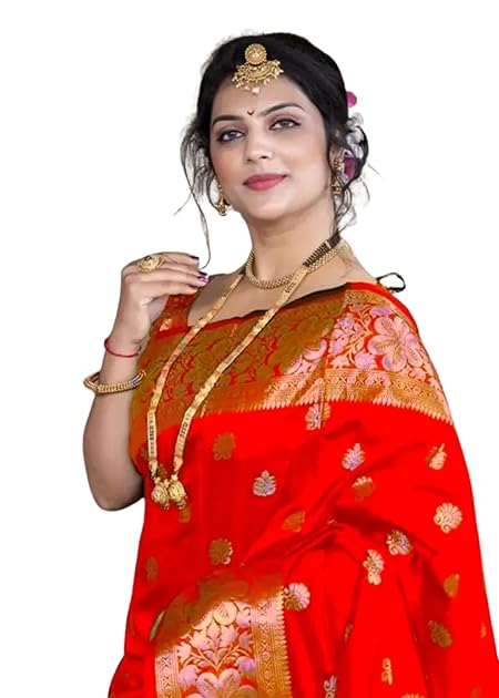 C J Enterprise Women's Banarasi Saree Pure Kanjivaram Silk Saree Soft Design Wear Pattu Sarees Latest Cotton With Blouse