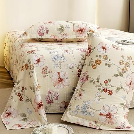 Story@Home King Size Bedsheet | Cloud Cotton Flatsheet King Size with Two Pillow Covers| Super Soft Bed Sheet for King S