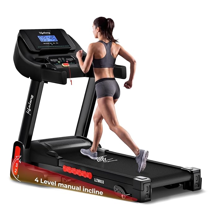 Lifelong FitPro Motorized Treadmill for Home, 4HP Peak, 4-Level Incline