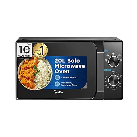 Midea 20L Solo Microwave Oven, 5 Power Levels + Defrost