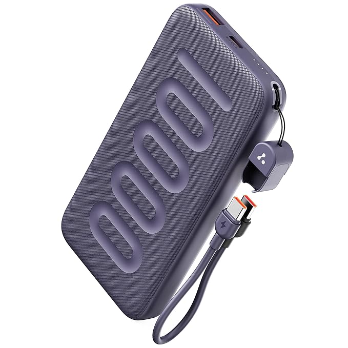 Ambrane 10000mAh Slim & Compact Powerbank with Built-in Type C Cable