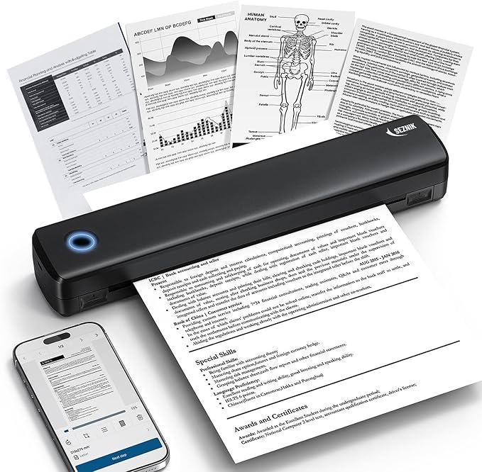 SEZNIK Portable A4 Bluetooth Inkless Thermal Printer