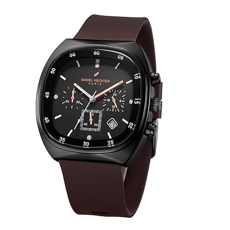 Daniel Hechter Paris Bercy Collection Modern Chronograph Watch with Square Dial and Silicon Band