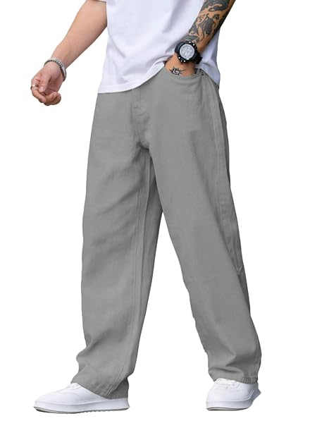 TAGAS Men Mid Rise Relaxed Fit Denim Jeans, Loose Jeans, Baggy Fit Denim