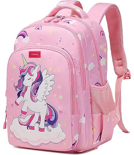 Frantic Waterproof 26L School Backpack, Pink Unicorn Cloud