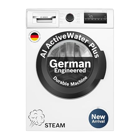 Bosch 8 kg 5 Star Front Load Fully-Automatic Washing Machine, AI ActiveWater, 15 Wash Programs