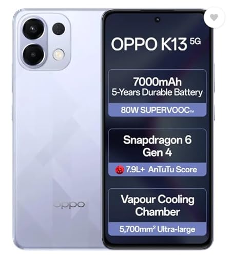 OPPO K13 5G with 7000mAh Battery and 80W SUPERVOOC Charger in the Box
