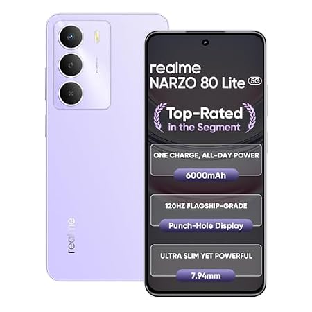 realme NARZO 80 Lite 5G, Crystal Purple, 6GB+128GB
