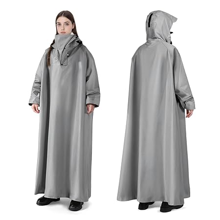 PALAY Long Waterproof Raincoat for Men Women, Hooded, Reusable