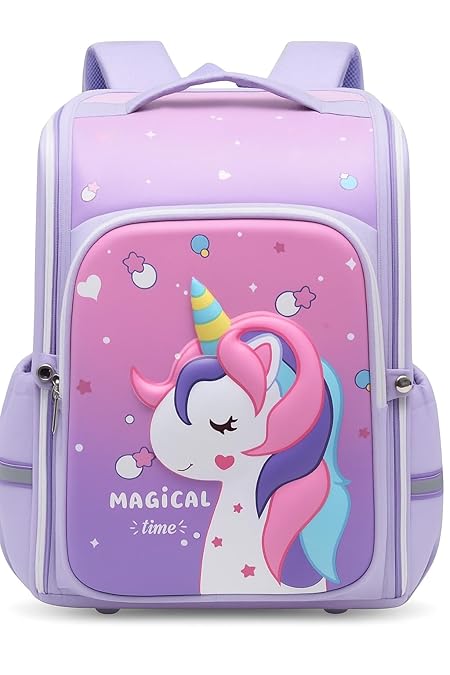 Umadiya 3D Embossed Unicorn School Bag for Girls, Ages 5 to 12