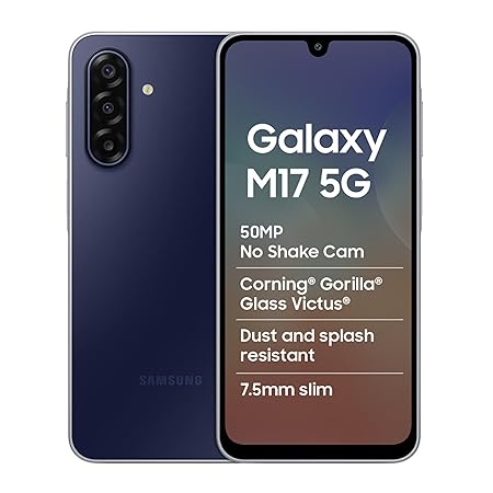 Samsung Galaxy M17 5G Mobile (Sapphire Black, 4GB RAM, 128GB Storage) | 50MP OIS Triple Camera | Gorilla Glass Victus | 