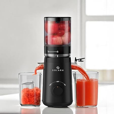 SOLARA Cold Press Juicer for Home, Automatic Fruit Cutting, Masticating Juicer Machine, 10% More Juice