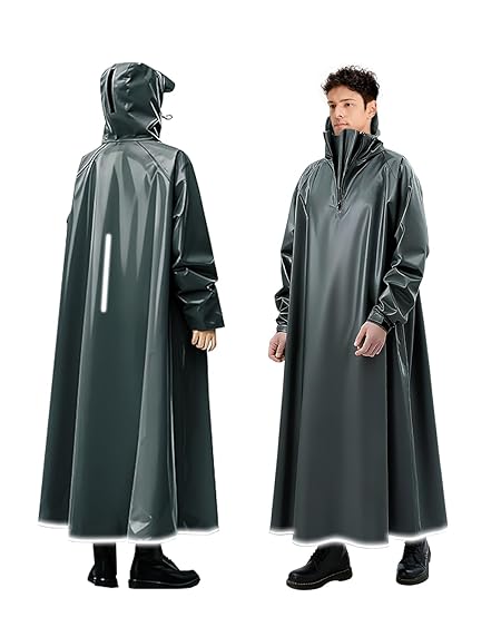 ANYCHO Long Rain Coat for Men Waterproof and Women, Durable Oxford Poncho