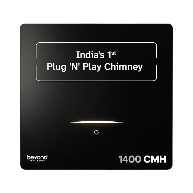 Beyond Appliances Cube Pro Plug N Play Ductless Kitchen Chimney | 1400 CMH | Auto Clean | 5-Stage Charcoal Activated Fil