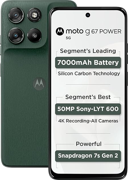 Motorola G67 Power 5G (Pantone Cilantro, 8GB RAM, 128GB Storage)