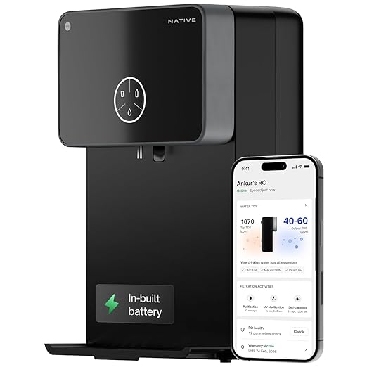 Native M2 Pro Water Purifier by Urban Company, Preset Touch Dispensing with Battery, Smart Real-Time Tracking