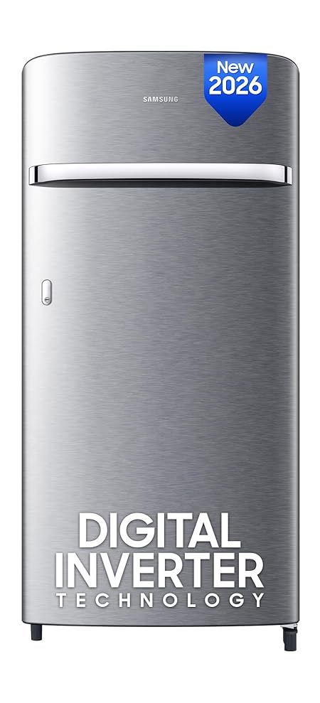 Samsung 189 L, 5 Star, Digital Inverter, Direct-Cool Single Door Refrigerator (RR21H2G25S8/HL, Silver, Elegant Inox, Sin