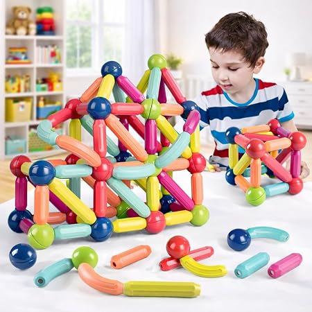 Toy Imagine Magnetic Building Blocks for Kids, Construction STEM Building Set