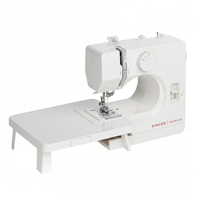 SINGER Tailor Mate Straight Stitch Sewing Machine with Free Arm | LED Light, Foot Pedal & Extension Table | 3 Stitch Len
